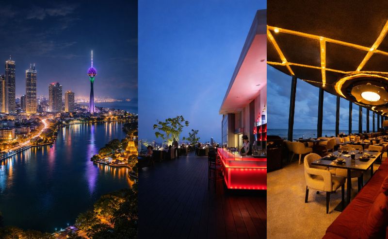 Colombo nightlife with rooftop bars and city lights